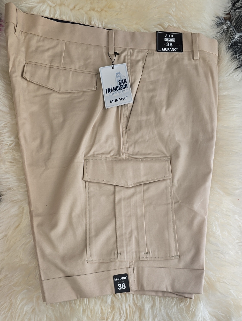 Murano Men's Cargo Shorts in Beige